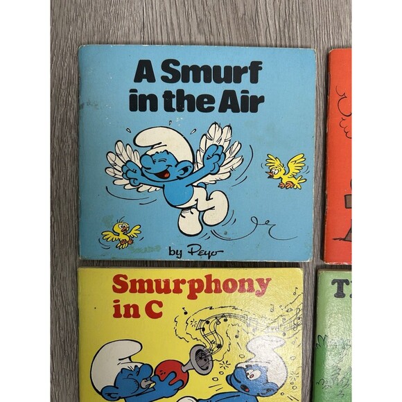 Smurf Mini Storybooks by Peyo Set of 4 Paperback 1980 1982 Smurf In The Air - Picture 2 of 13